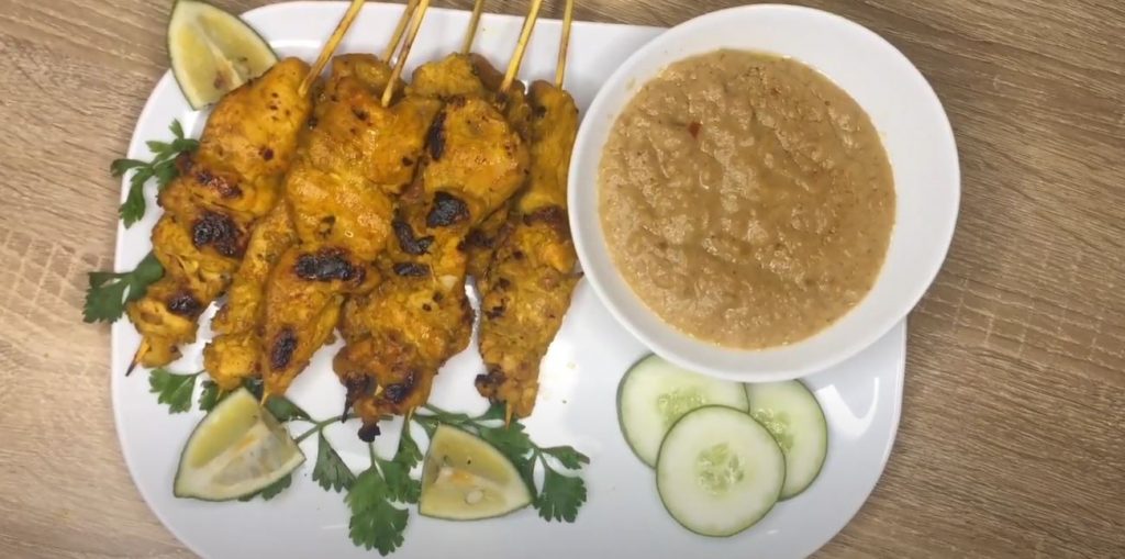 gingery chicken satay with peanut sauce recipe