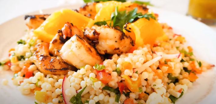 shrimp with minty couscous salad recipe