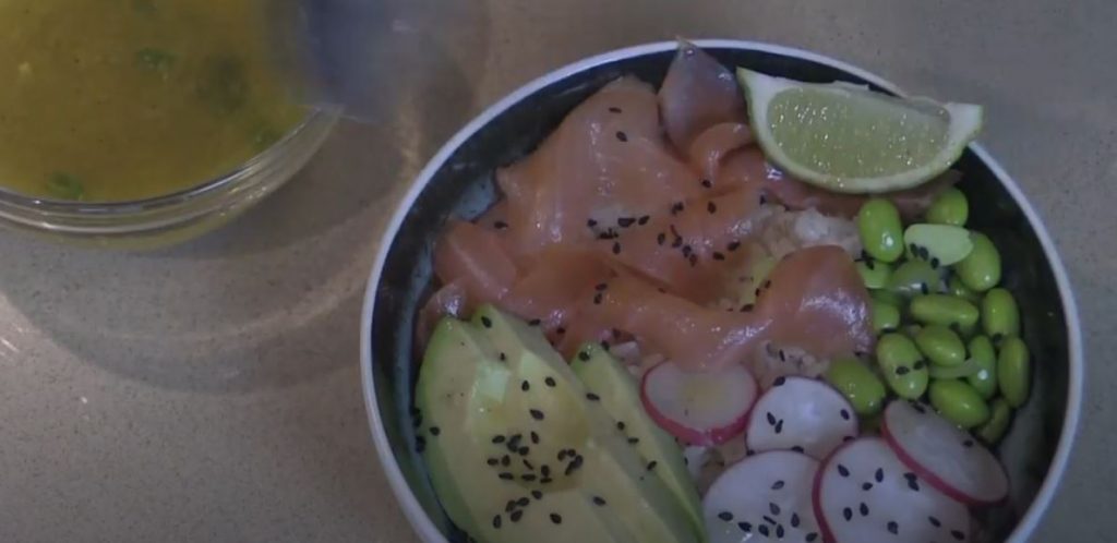 salmon rice bowl with ginger-lime sauce recipe