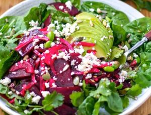 edamame salad with baby beets and greens recipe