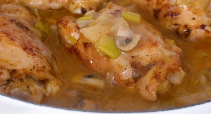 braised chicken with mushrooms and leeks recipe