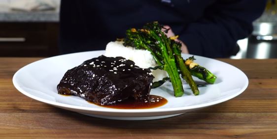 soy-braised short ribs with shiitakes recipe