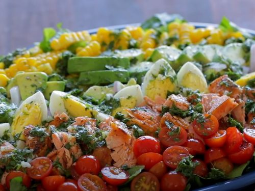 layered salmon cobb salad recipe