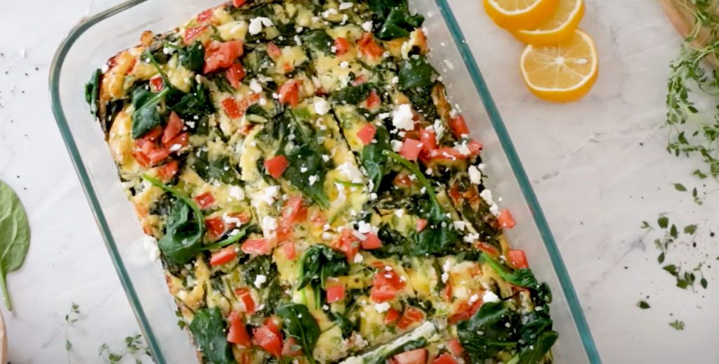 spinach, feta, and artichoke breakfast bake recipe