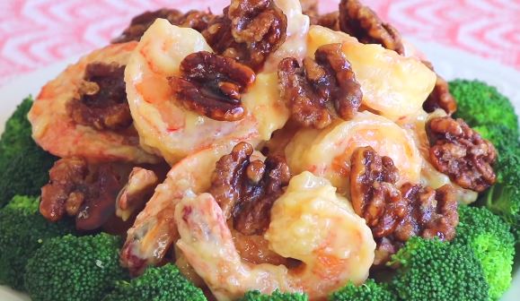 shrimp and broccoli with honey-walnut sauce recipe