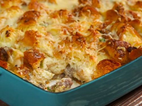 sausage and egg croissant breakfast casserole recipe