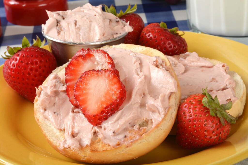 bagel with strawberry cream cheese