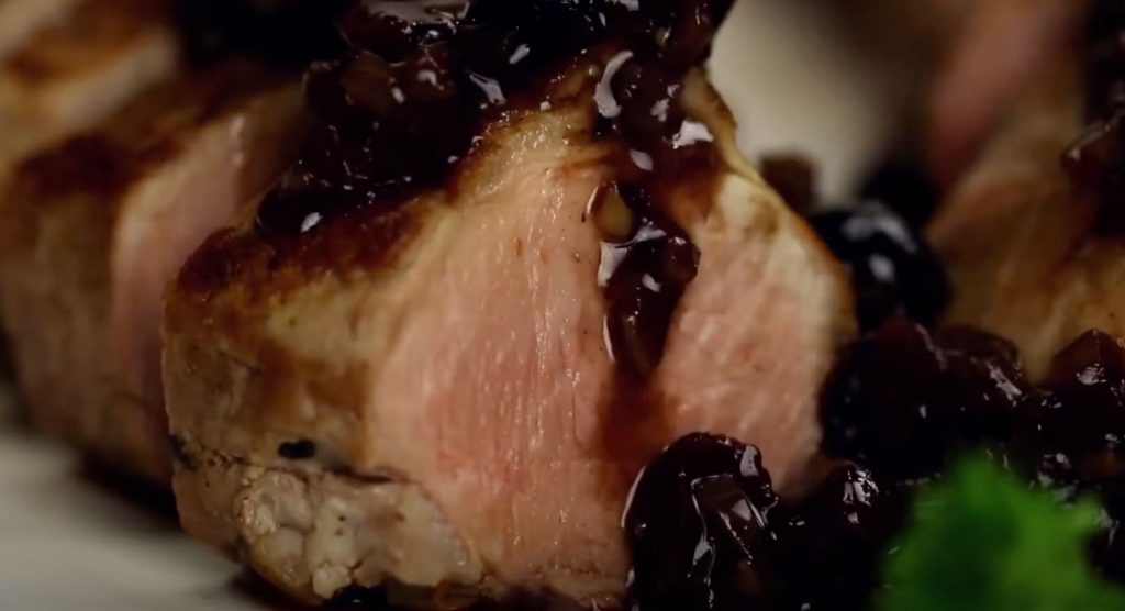 Apricot Pork Tenderloin with Cranberry Black-Pepper Sauce Recipe