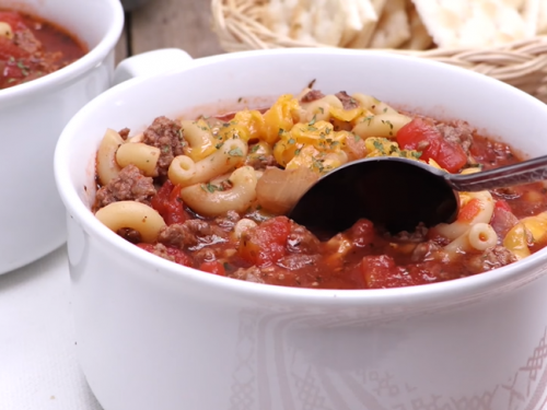 beef and macaroni soup recipe