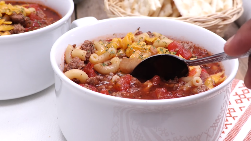 beef and macaroni soup recipe