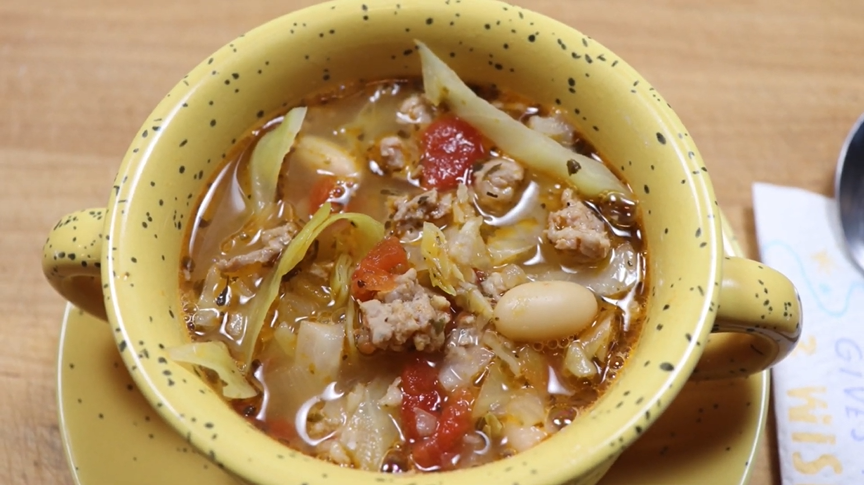 cabbage and white bean soup with prosciutto recipe