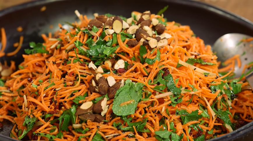carrot salad with pine nuts and basil recipe