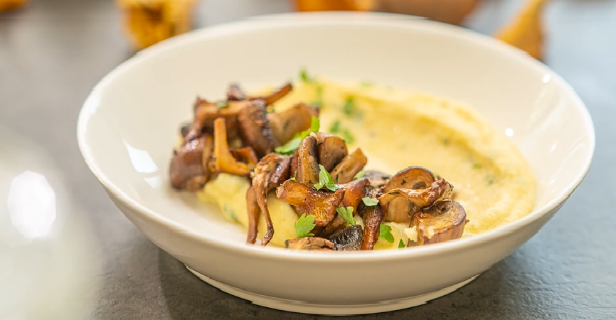 cheese polenta and sauteed shiitakes recipe