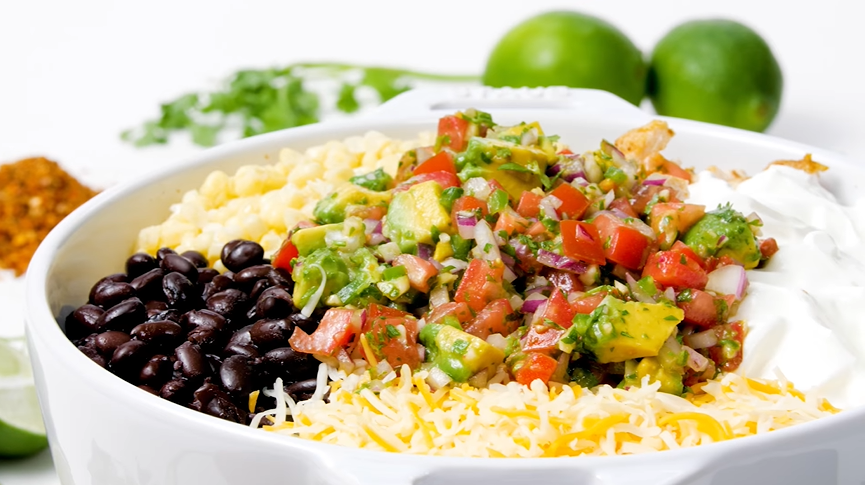 chicken burrito bowls with avocado salsa recipe