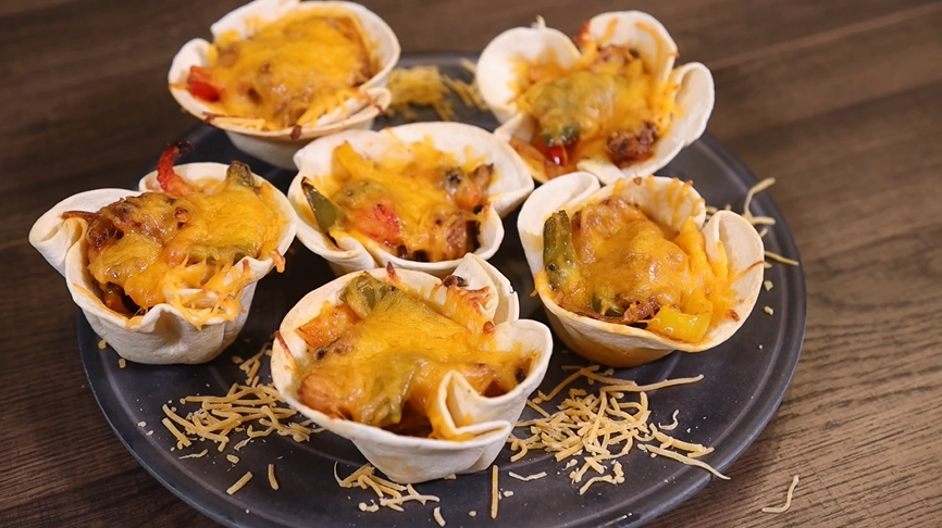 chicken fajita tortilla cups recipe