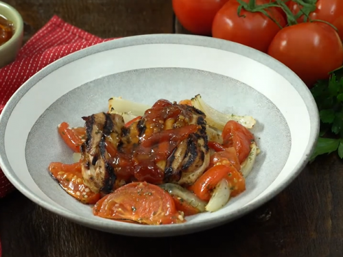 chicken with roasted tomato and red onions recipe