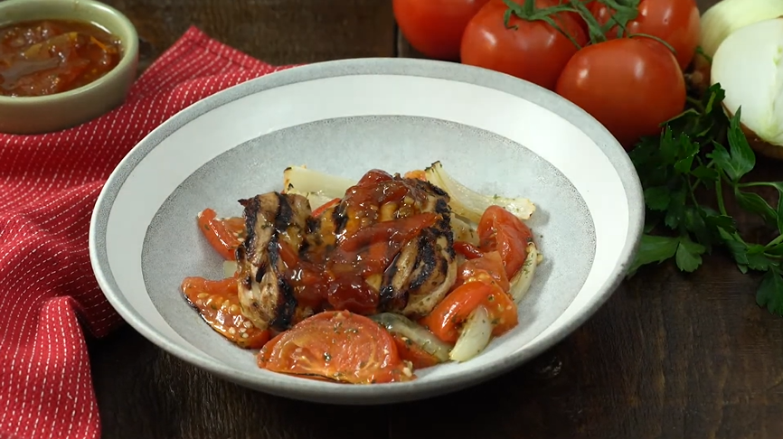 chicken with roasted tomato and red onions recipe