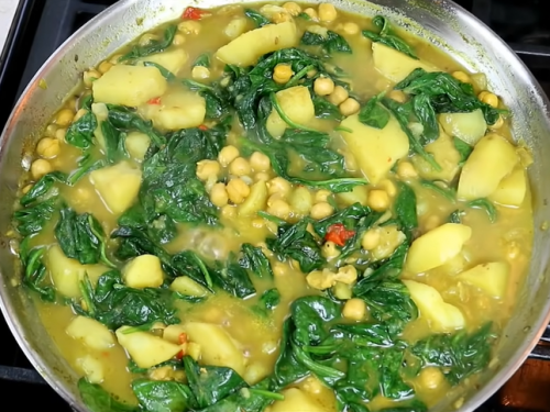 chickpea stew with spinach and potatoes recipe