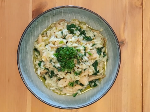 creamy spinach and mushroom risotto recipe