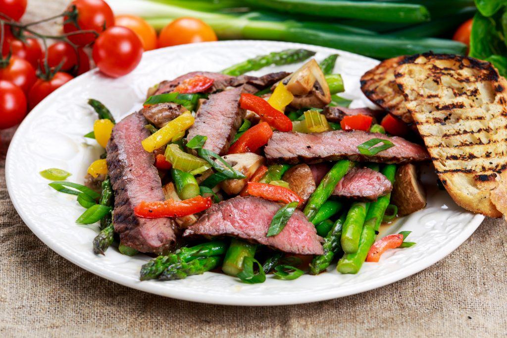 flank steak stir fry with asparagus and red pepper recipe