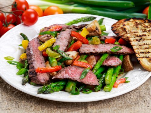 flank steak stir fry with asparagus and red pepper recipe