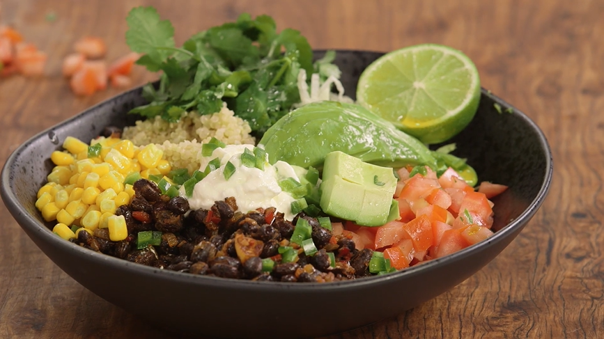 fresh black bean burrito bowl recipe