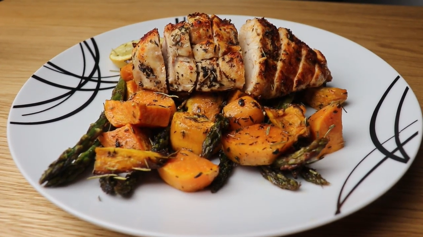 garlic herb chicken and sweet potato recipe