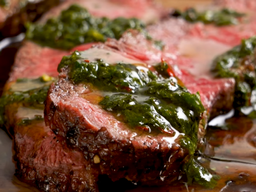 grilled beef tenderloin fillets with chimichurri sauce recipe