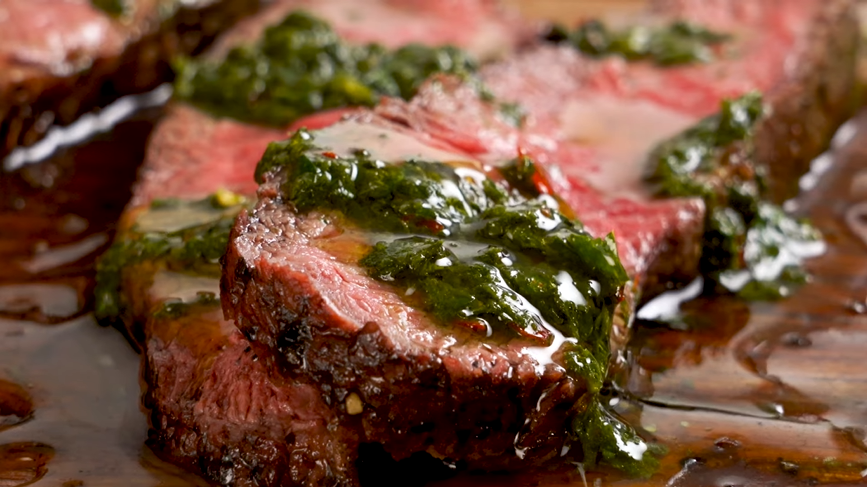 grilled beef tenderloin fillets with chimichurri sauce recipe