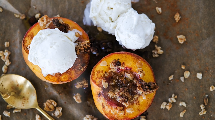 grilled peaches with honey and yogurt recipe