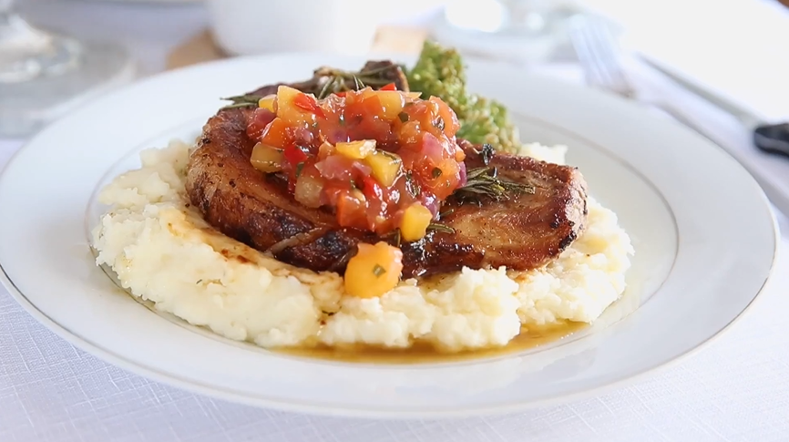 grilled ranch pork chops with peach jalapeno salsa recipe