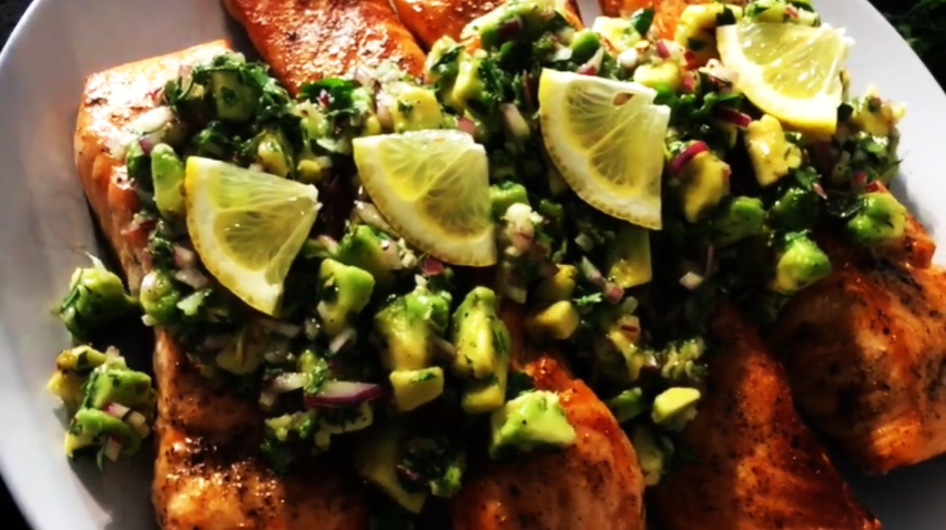grilled salmon with avocado chimichurri recipe