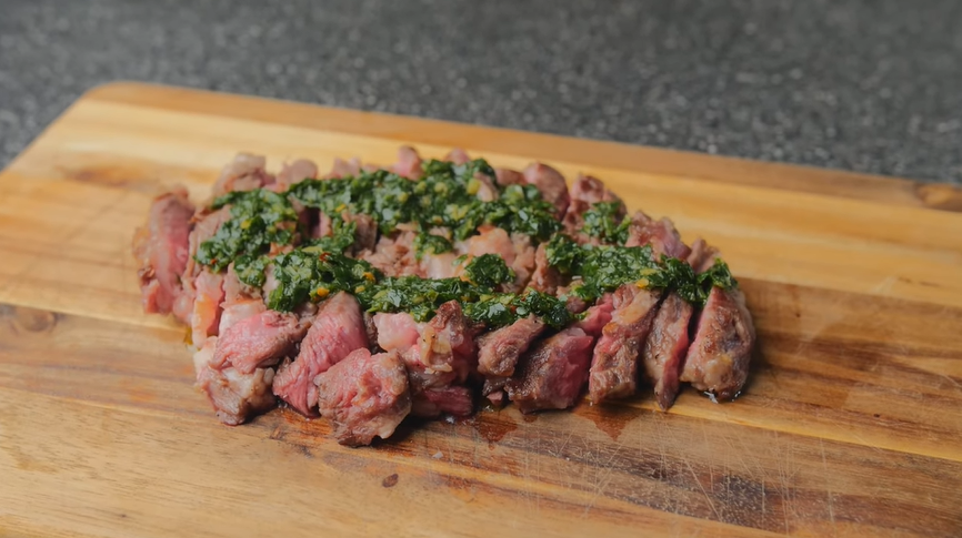 grilled steak over black beans with chimicurri sauce recipe