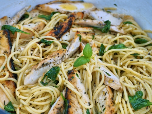 lemon chicken with pasta, olives, and herbs recipe
