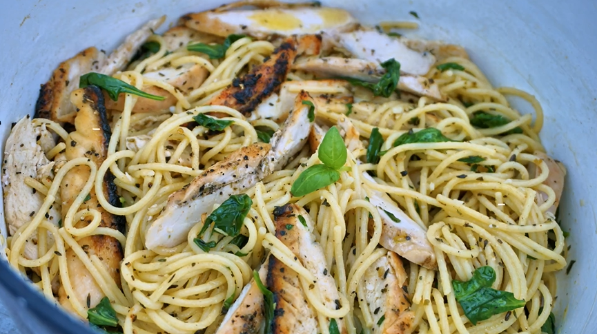 lemon chicken with pasta, olives, and herbs recipe