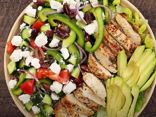 loaded greek chicken avocado salad recipe