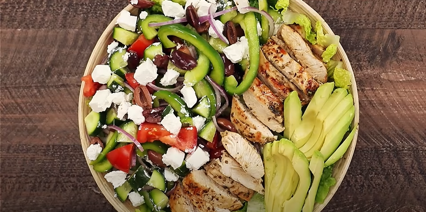 loaded greek chicken avocado salad recipe