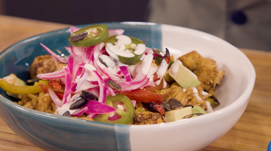 mango burrito bowls with crispy tofu recipe