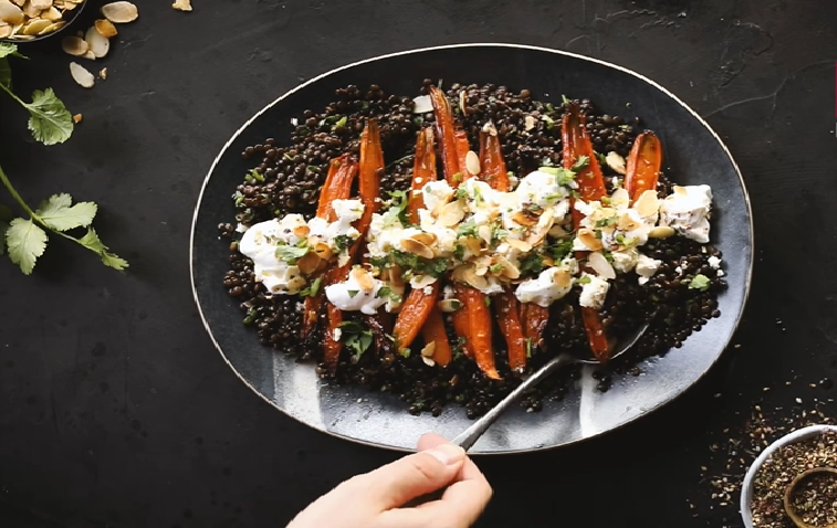 masala lentil salad with cumin roasted carrot recipe