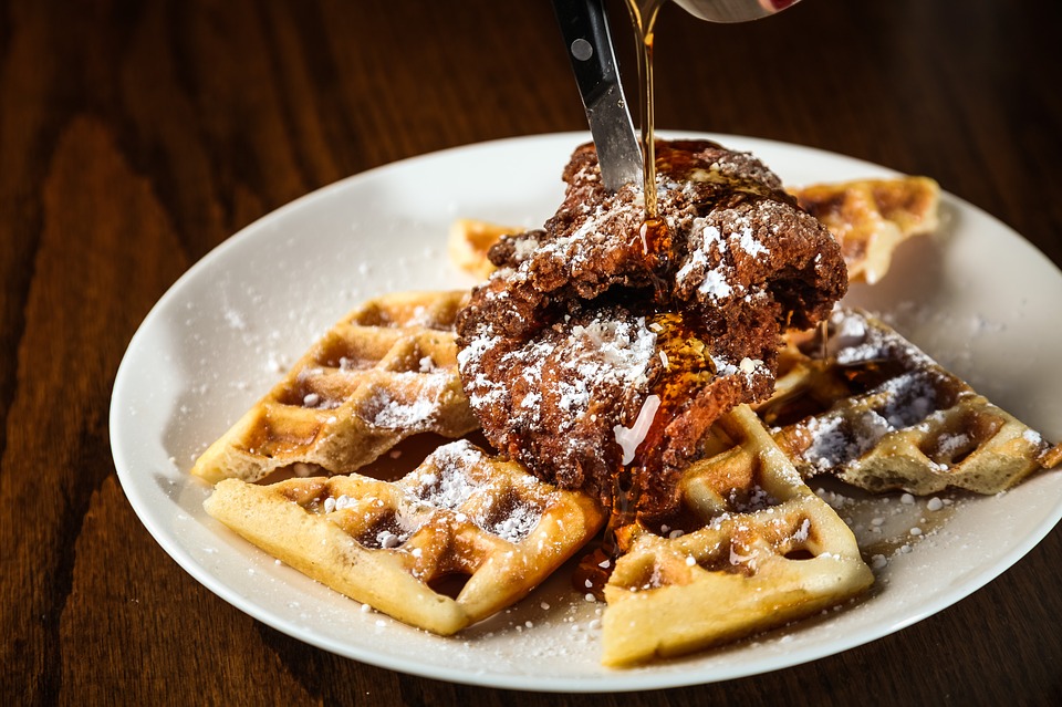 pear butter chicken and waffles