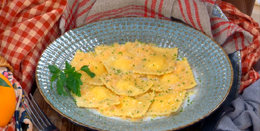 pecorino ravioli with orange zest recipe