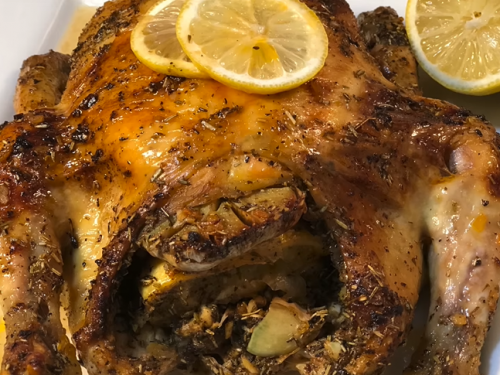 peppered cornish hens and asparagus with lemon and marjoram recipe