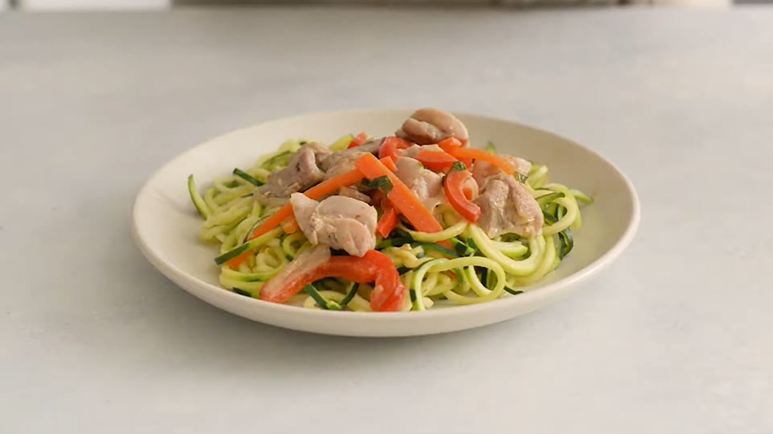 quick green curry chicken with zucchini noodles recipe