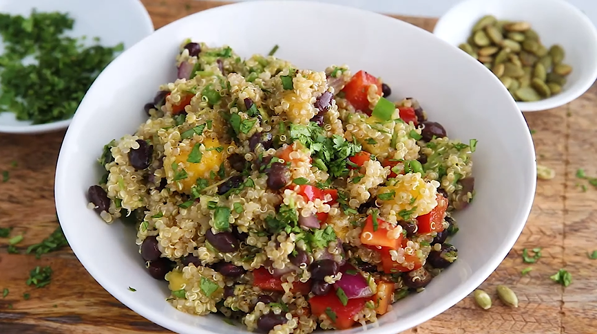quinoa black bean salad with mango & avocado recipe