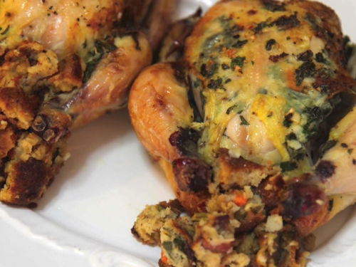 roast cornish hens with panzanella stuffing recipe