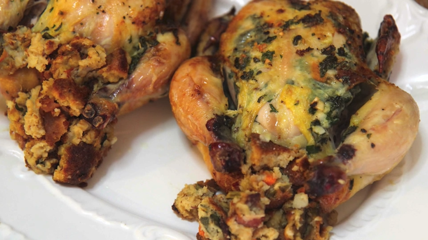 roast cornish hens with panzanella stuffing recipe