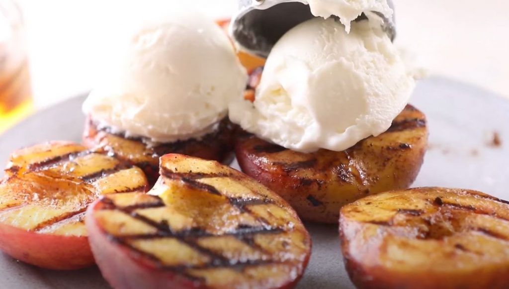 Baked Peaches with Mascarpone Ice Cream Recipe