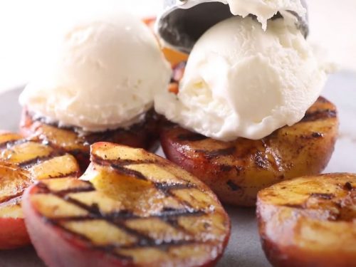 Baked Peaches with Mascarpone Ice Cream Recipe