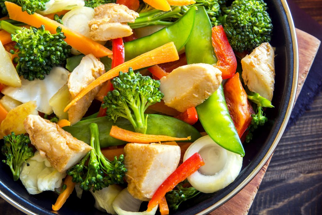 sheet pan chicken and veggie "stir fry" recipe