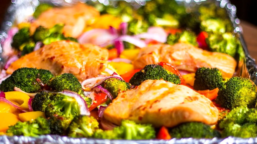 sheet pan salmon and broccoli with miso butter recipe